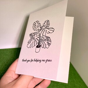 Merci de m'avoir aidé à faire pousser une carte vierge, carte de remerciement