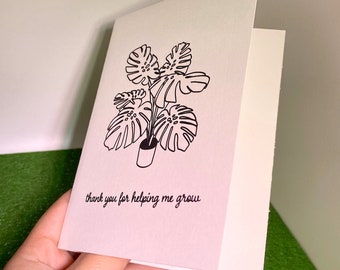 Bedankt dat je me hebt geholpen om een blanco kaart te laten groeien, bedankkaart