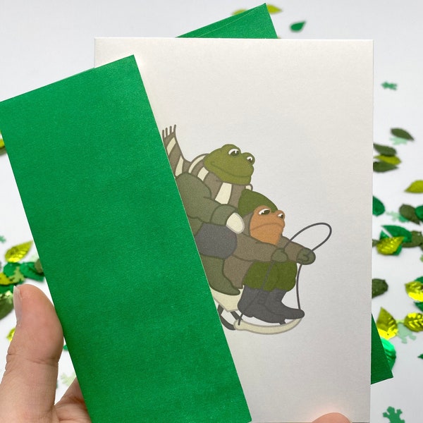 Winter Frog and Toad Card with Envelope