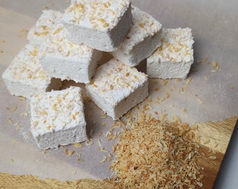 ココナッツマシュマロ - 一口サイズ 12個入り 手作り (グルテンフリー)