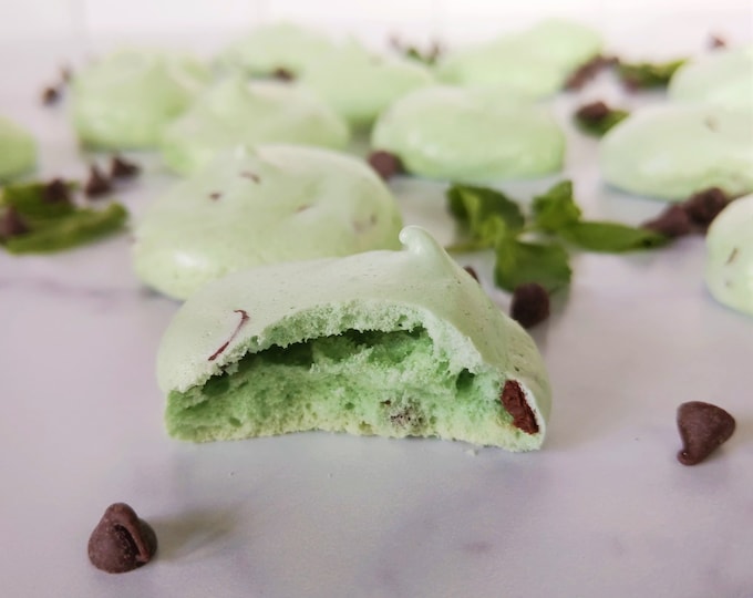 Mint Chocolate Chip Meringue Cookies One Dozen 12 Gluten Etsy