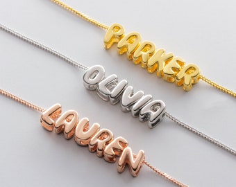 Collier lettre bulle plaqué or 14 carats - Collier prénom bulle - Cadeaux pour petite amie - Collier initial - Cadeau personnalisé pour la Saint-Valentin