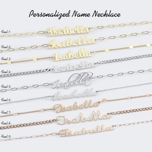 14k Gold Plated Name Necklace - 925k Sterling Silver - Gift for Her - Rose Gold Jewelry - Personalized Christmas Gift - Mother Gift