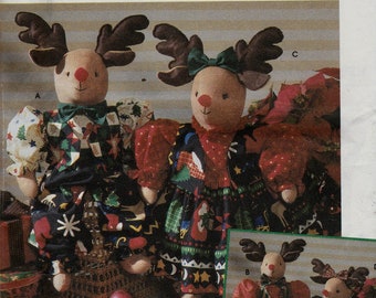 Sewing Pattern Simplicity 7893 Reindeer Doll Pattern with Clothes 22" Tall - Uncut