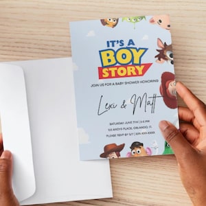 Invito per baby shower Toy Story / Invito per festa Boy Story / Modello stampabile per baby shower / Invito digitale con download immediato