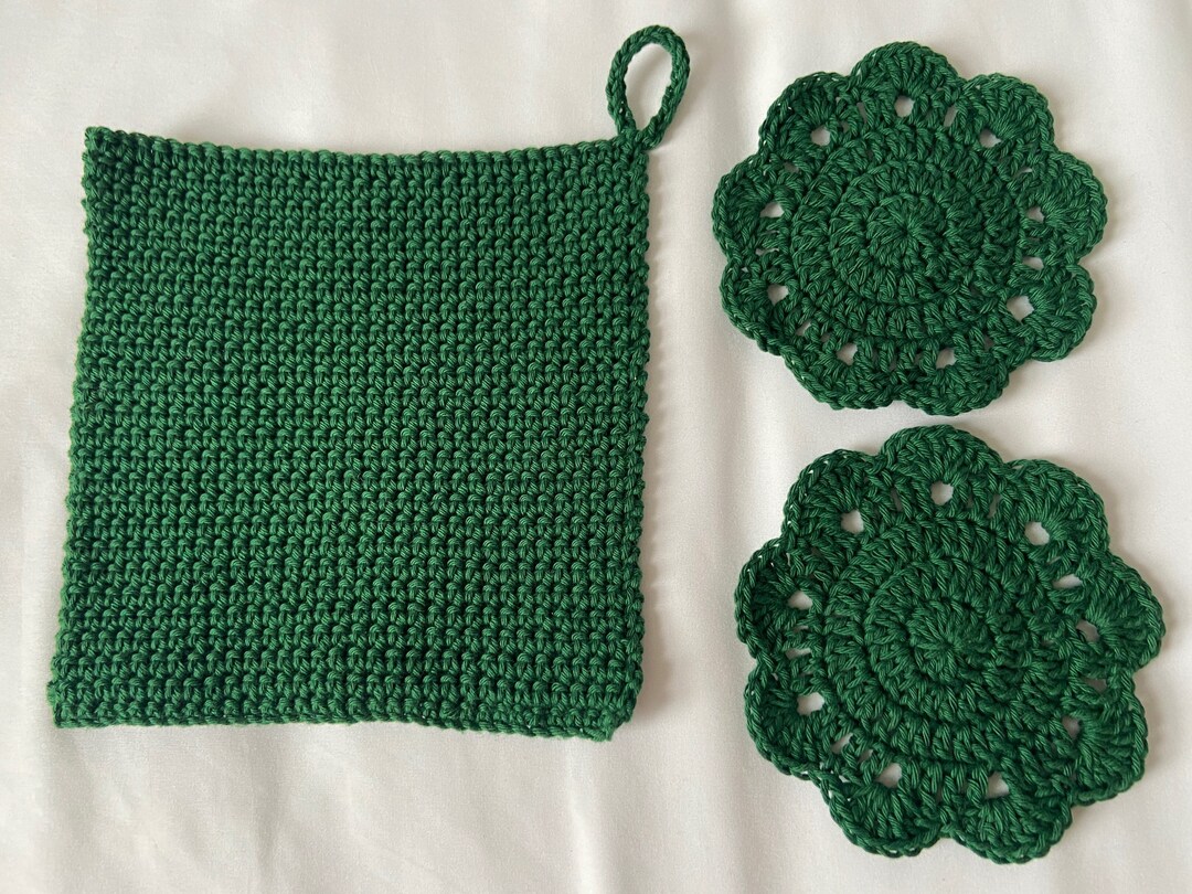 Handmade Crochet Tea Set Teapot Coaster and 2 Coasters Etsy