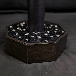 The Knight Chess Table Knight's Helm Graveyard, Black Marble and Silver Metal, Poplar Handmade Chess Table, LED Illuminated Resin image 9