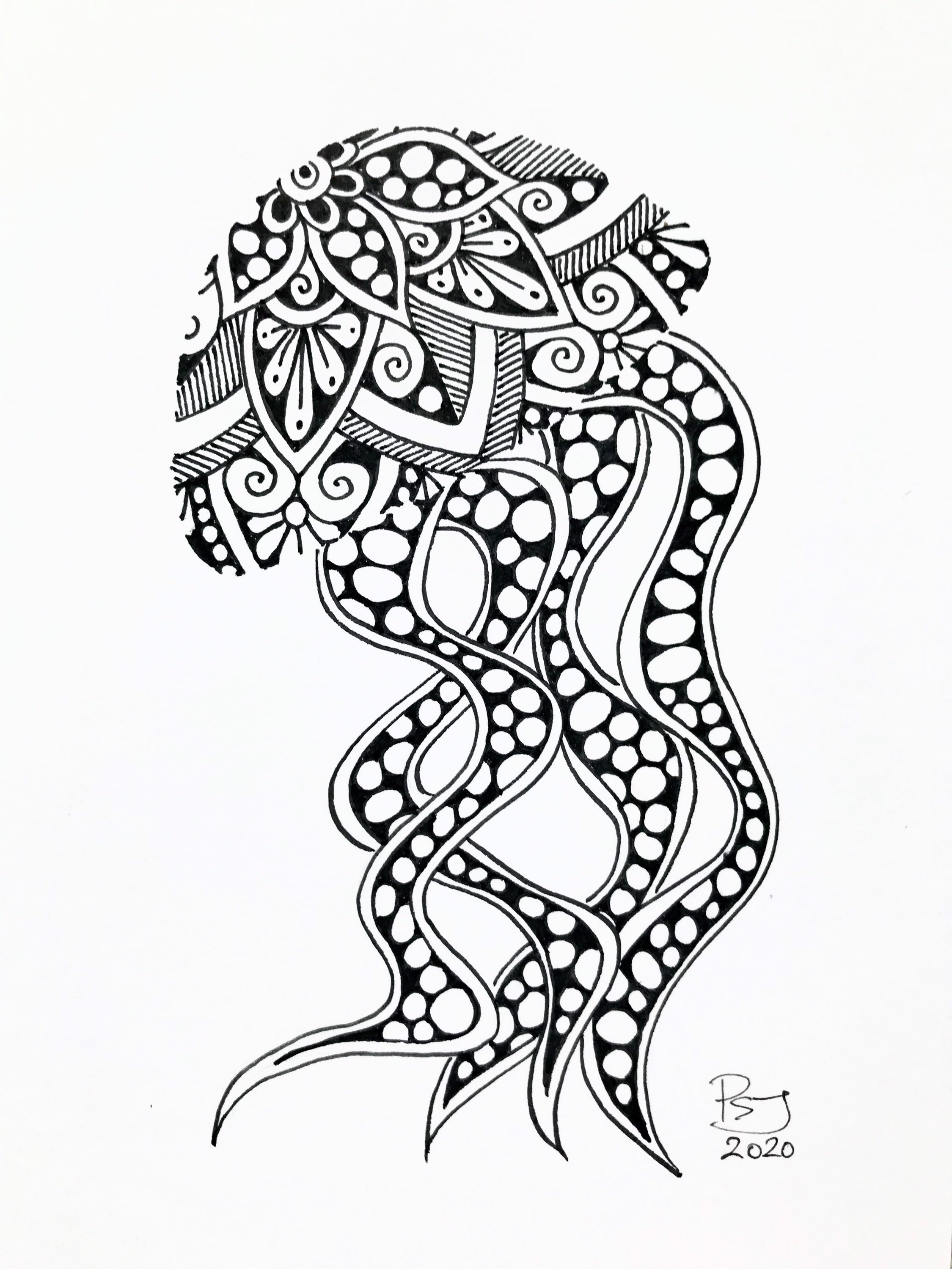 Mandala Jellyfish hand drawn original | Etsy