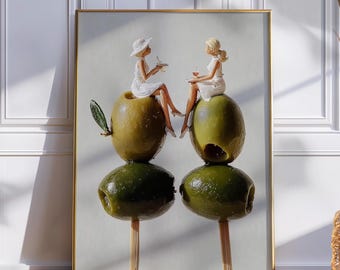 Dirty Martini Olive Art Print | Trendy Bar Cart Decor (Digital Download)