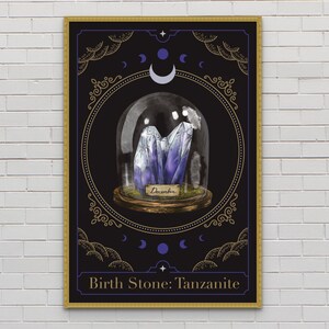 Tanzanite Wall Art | Tanzanite Birth Stone Wall Art |  Crystals Art Print | Boho Home Decor | December Birthday | Sagittarius | Capricorn