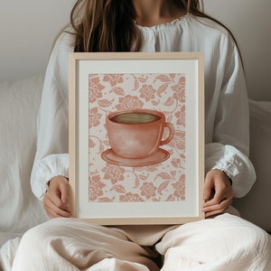Coffee With Grandma Print | Digital Downloadable Wall Art | Trendy Decor | Abstract Vintage Painting | Cottagecore Decor Printable Wall Art