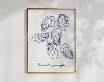 Oyster Line Art Print: Trendy Retro Kitchen Decor (Digital Download)