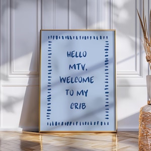 Welcome To My Crib Art Print | Preppy Apartment Art Poster | Trendy Cool Apartment Art | Dorm Decor | Cool Living Room Art Decor | Nostalgia