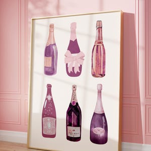 Champagne Wall Art | Bar Cart Decor | Champagne Poster | Girly Wall Art | Wall Prints Trendy | Bar Cart Art | Digital Print | Cheers Liquor