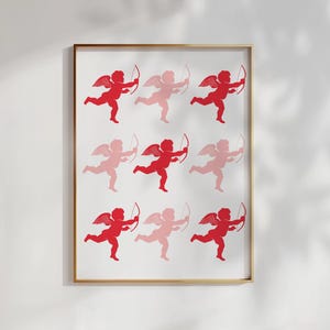 Cupid Pattern Art Print | Cupid Illustration Painting | Antique Cherub Wall Art | Coquette | Valentine&#39;s Day Print | Angel Art | Vintage Art