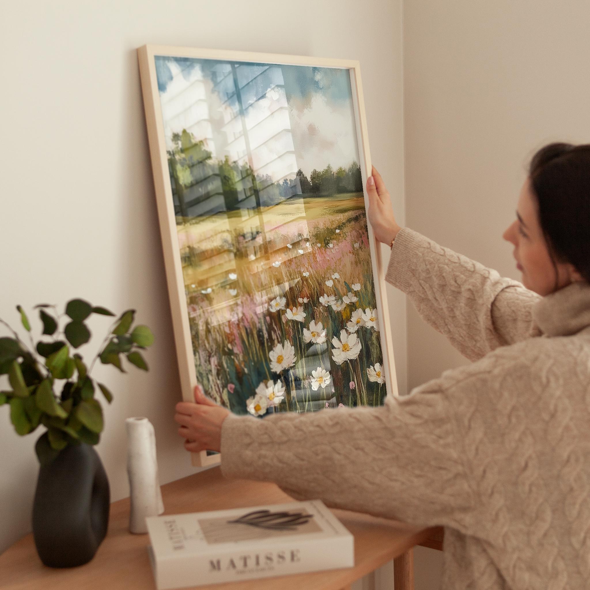 春の花畑の風景油絵アートプリント（デジタルダウンロード） - Etsy 日本