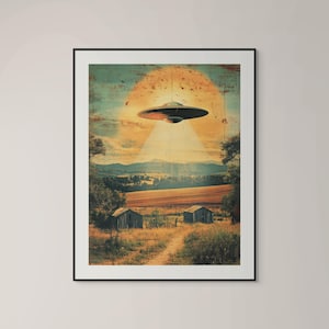 Sci-fi Western Art Print | Alien Abduction Poster | Retro UFO Poster | Alien Art Print | UFO Wall Art | Vintage Poster | Sci-fi Home Decor