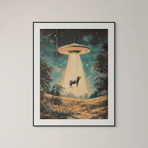 Sci-fi Western Art Print | Alien Abduction Poster | Retro UFO Poster | Alien Art Print | UFO Wall Art | Vintage Poster | Sci-fi Home Decor