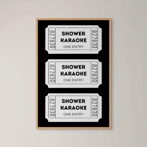 シャワー カラオケ チケット プリント | レトロ チケット ウォール アート | チケット アート プリント | トレンディなバー カート ウォール アート | アパートメント ウォール アート | レトロ ポスター プリント