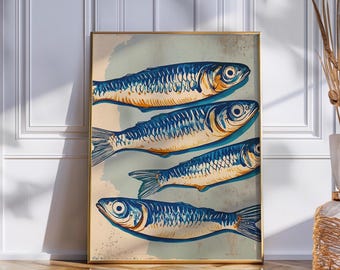 Vintage Sardine Tin Poster: Retro Kitchen Wall Art (Digital Download)
