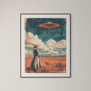 Sci-fi Western Art Print | Alien Abduction Poster | Retro UFO Poster | Alien Art Print | UFO Wall Art | Vintage Poster | Sci-fi Home Decor