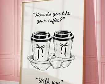 Koffiekopjes kunst | "Hoe drink je je koffie het liefst?" Illustratie (digitale afdruk)