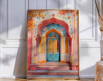 Jaipur Doorway Print: India Travel Poster (Digital Download)