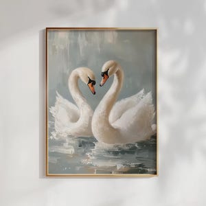 Vintage Swan Painting: Pastel Farmhouse Wall Art (Printable Digital Download)