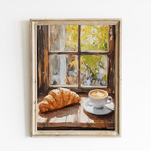 Croissant Print | French Kitchen Wall Art | Coffee Bar Print | Coffee Poster | Croissant Art | Coffee Art Print | Kitchen Prints | Croissant