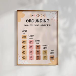 Grounding Technique Exercise Poster For Anxiety Management | School Counselor Office Classroom Decor | Coping Skill Wall Art | Mental Health