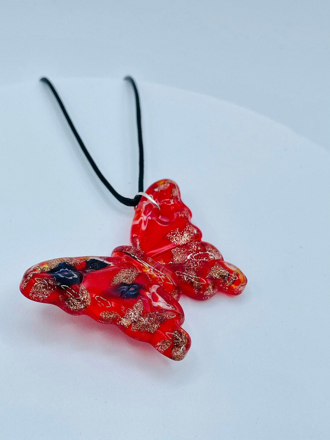 Glass Butterfly Necklace red Etsy