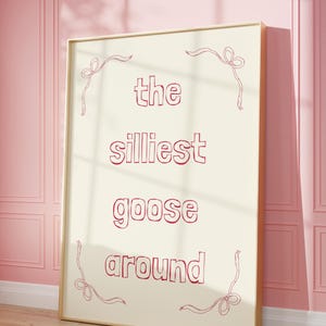 Silly Goose Nursery Print: Pink Girls Bedroom Decor (Digital Print)