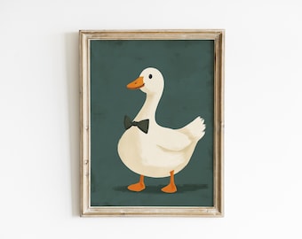 Silly Goose Nursery Art: Pink Background, Farm Animal Print (Digital Download)