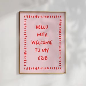 Welcome To My Crib Art Print | Preppy Apartment Art Poster | Trendy Cool Apartment Art | Dorm Decor | Cool Living Room Art Decor | Nostalgia