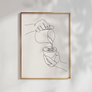 Coffee One Line Art | Coffee Wall Art | Minimal Coffee Print | Coffee Bar Art | Modern Coffee Poster | Digital Download | Coffee Lover Art