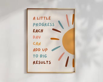 Motivational Quote Poster: Little Progress, Mental Health Decor (Digital Download)