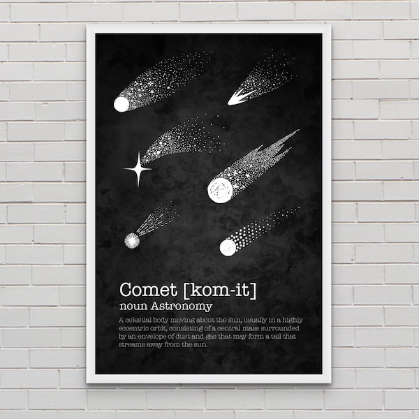 Comet Definition Wall Art | Space | Galaxy | Dictionary Art Print | Home Decor | Astronomy | Shooting Star | Cosmic