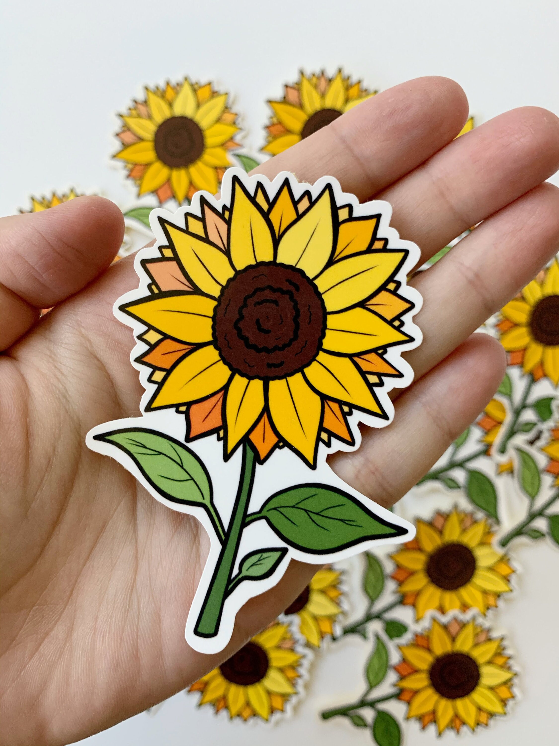Sunflower waterproof sticker for cup water bottle notebook Etsy