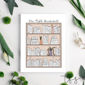 The Bible Bookshelf Printable and Digital, Plain and Partially Colored ...
