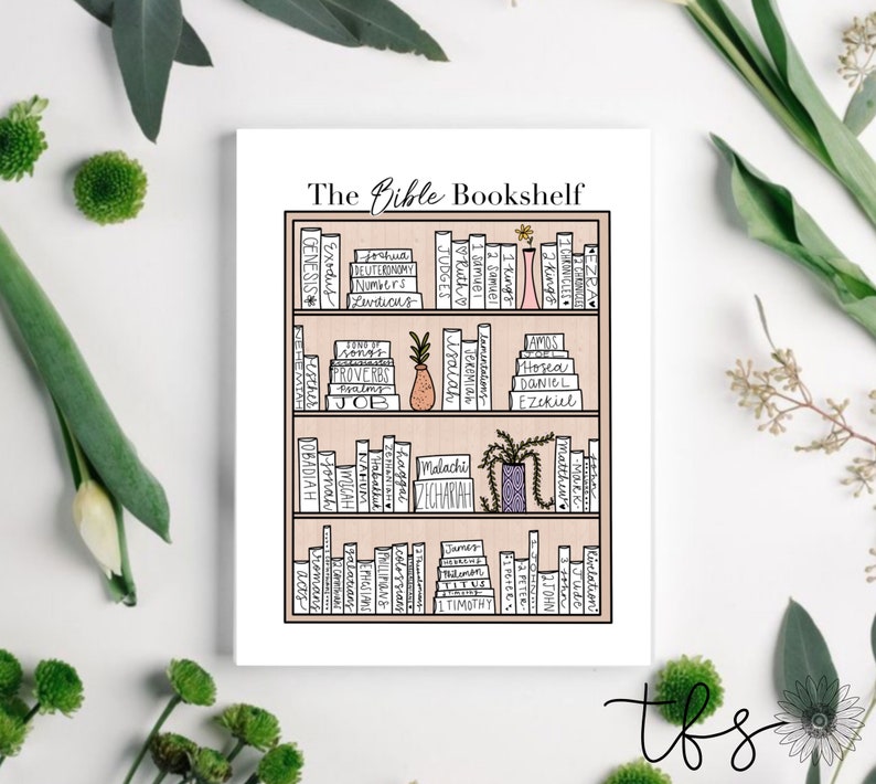 The Bible Bookshelf Printable and Digital, Plain and Partially Colored