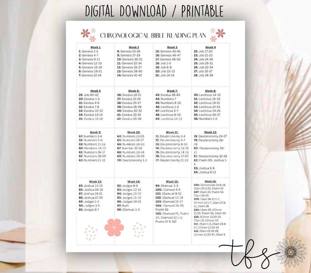 One Year Chronological Bible Reading Plan, Not Dated, PDF Printable ...