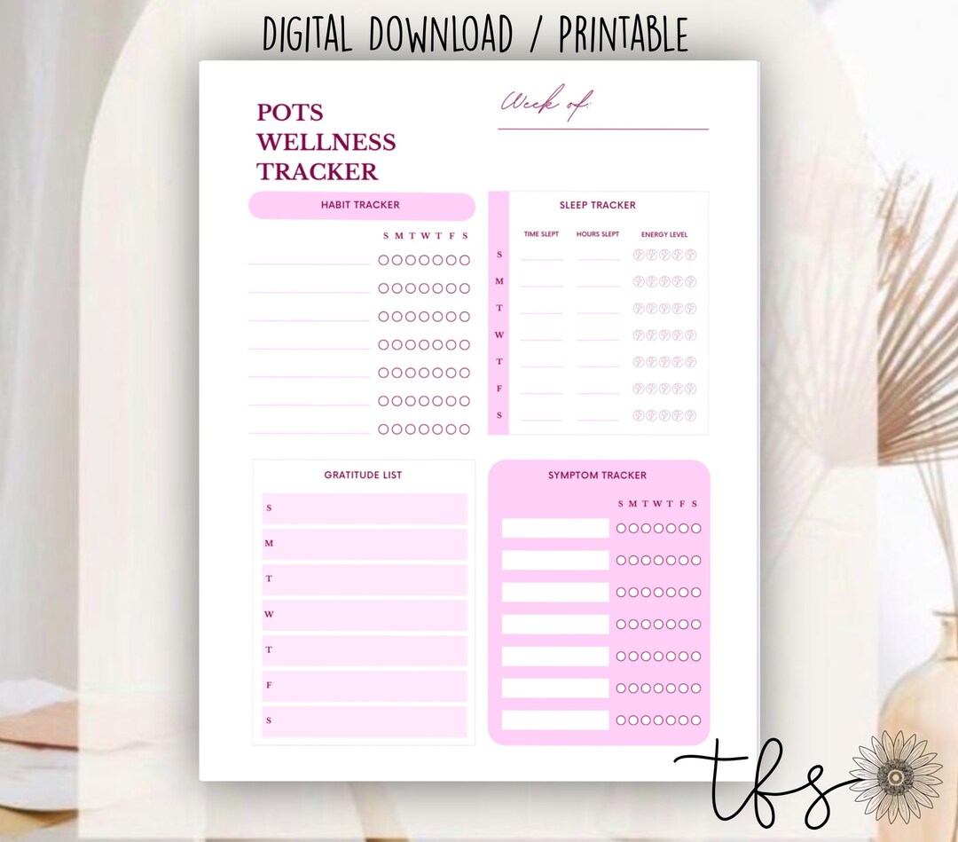 POTS Wellness Tracker, Chronic Illness, Habit, Sleep, Gratitude