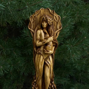 Goddess Ostara Handcrafted Wooden Statue - Embrace the Spring Equinox