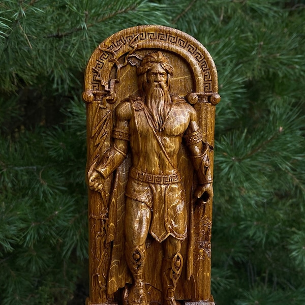 Zeus-Statue, griechischer Gott, heidnisches Heidentum Gott Altar Skulptur