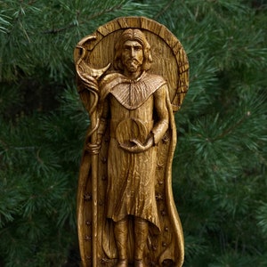 Hand-Carved Máni Wooden Statue | Norse Moon God, Lunar Magic & Night Navigation, Viking Pagan Altar Decor, Asatru Spiritual Gift