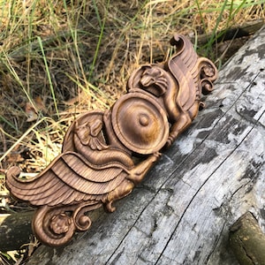 Antique ornament, Wood carved decor, Natural wood, Antique сarved