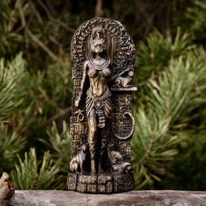 Bastet statue, Cat Goddess,  Egyptian gods, Wood carved altar statue Pagan paganism God Altar sculpture, Feminine Wisdom, Wicca