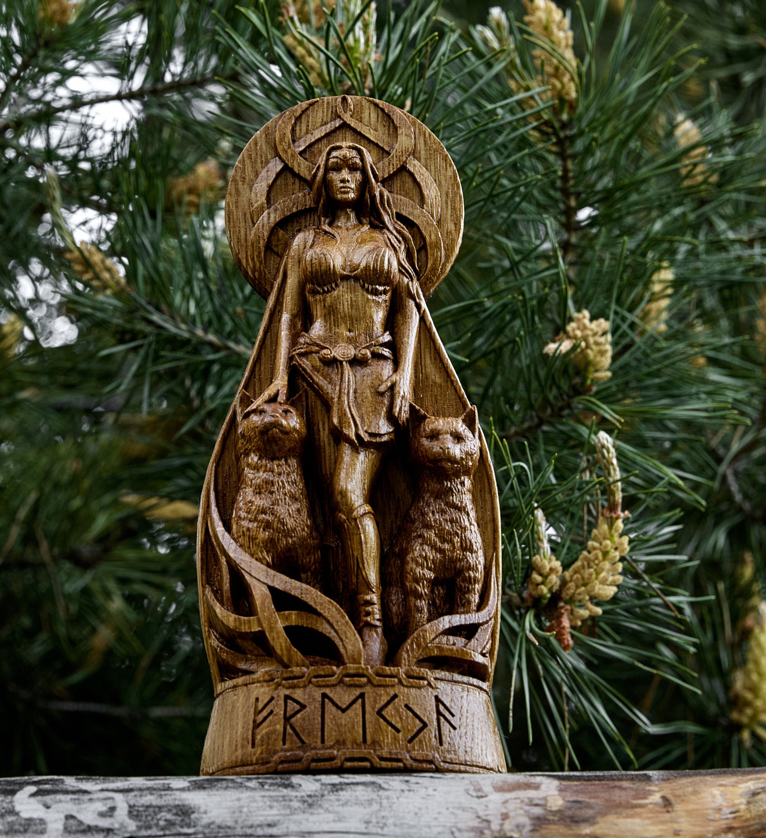 Freya God viking god Wood carved Freyja statue Pagan Etsy
