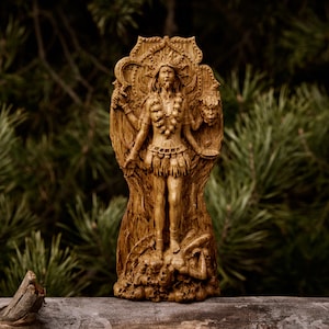 Estátua da Deusa Kali | Deusa Hindu do Tempo e da Destruição, Decoração de Altar Tântrico, Presente Espiritual