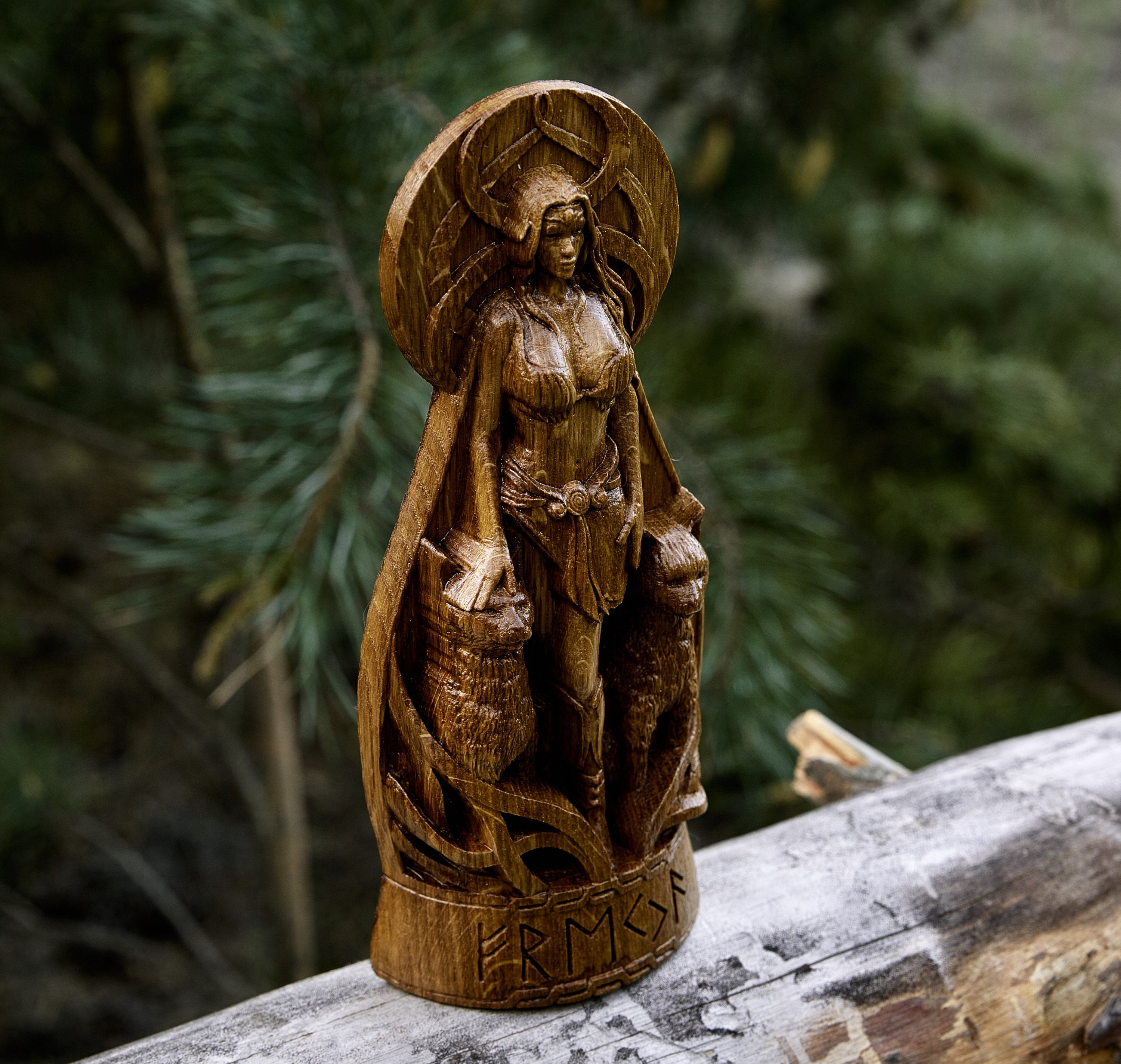 Freya God Viking God Wood Carved Freyja Statue Pagan Etsy